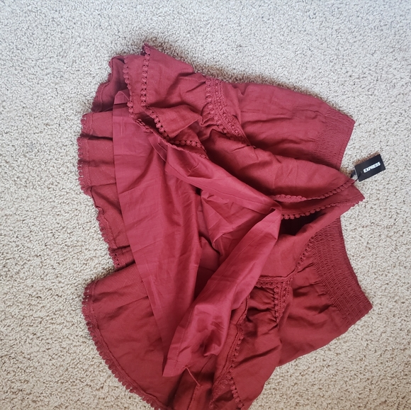 Express High waisted smocked ruffle linen-blend sk - Picture 8 of 8